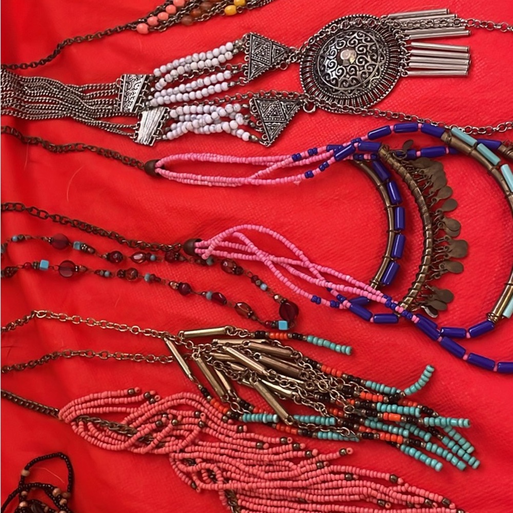 Vintage lot of small Native American bead necklaces. See pictures for variety.